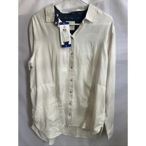 NEW Women's Jachs Girlfriend Super Soft Feel Flannel Shirt Off White Size Large